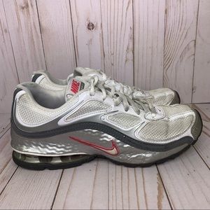 Nike Womens Reax Run 5 407987-116 White Silver Running Shoes Lace Up Size 8.5